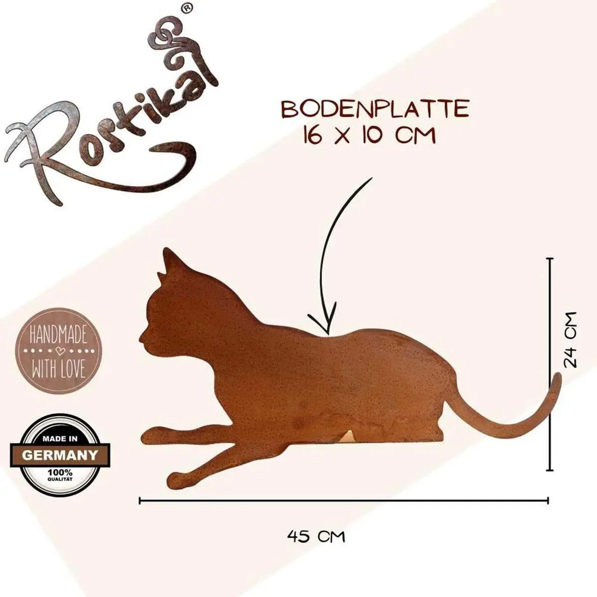 Edelrost Kantenhocker Katze „Felix“ – Metall Deko für drinnen & draußen - Pille Gartenwelt