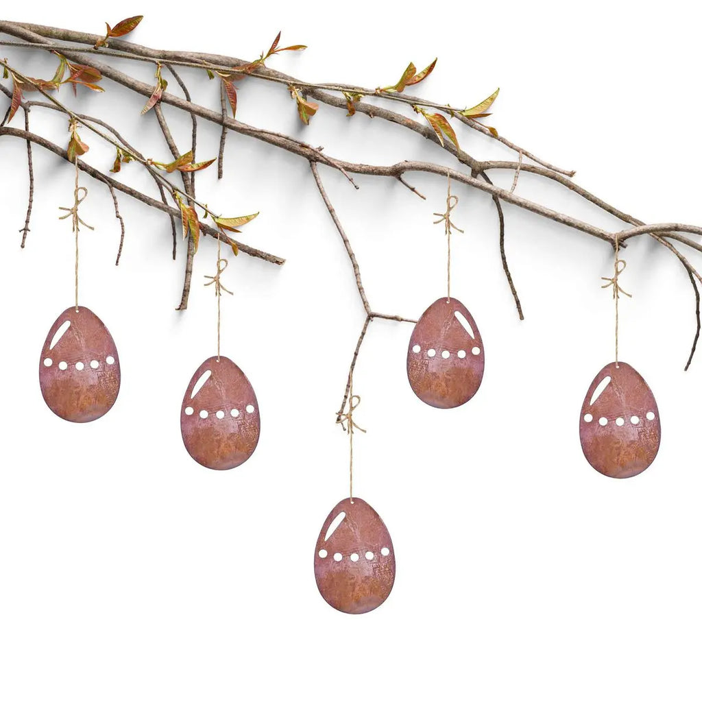 Edelrost Osterei zum Hängen – Osterdeko für Fenster & Türkranz, 9 cm - Pille Gartenwelt