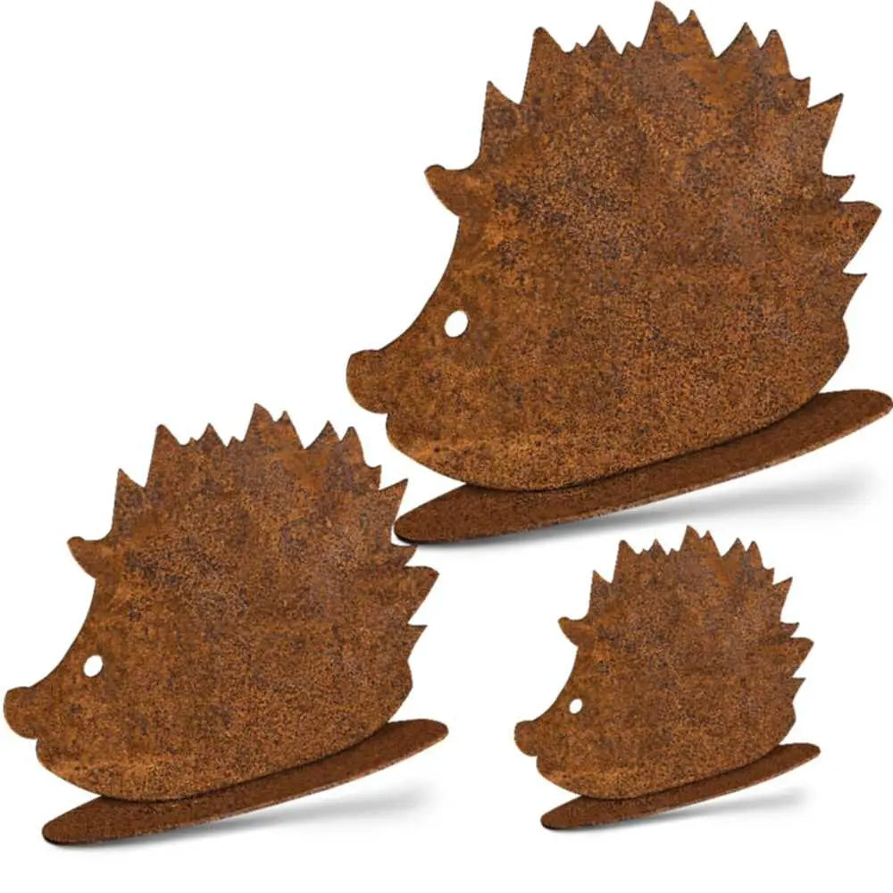 Edelrost Igel Deko – zum Hängen oder mit Bodenplatte, 3 Größen & Sets - Pille Gartenwelt