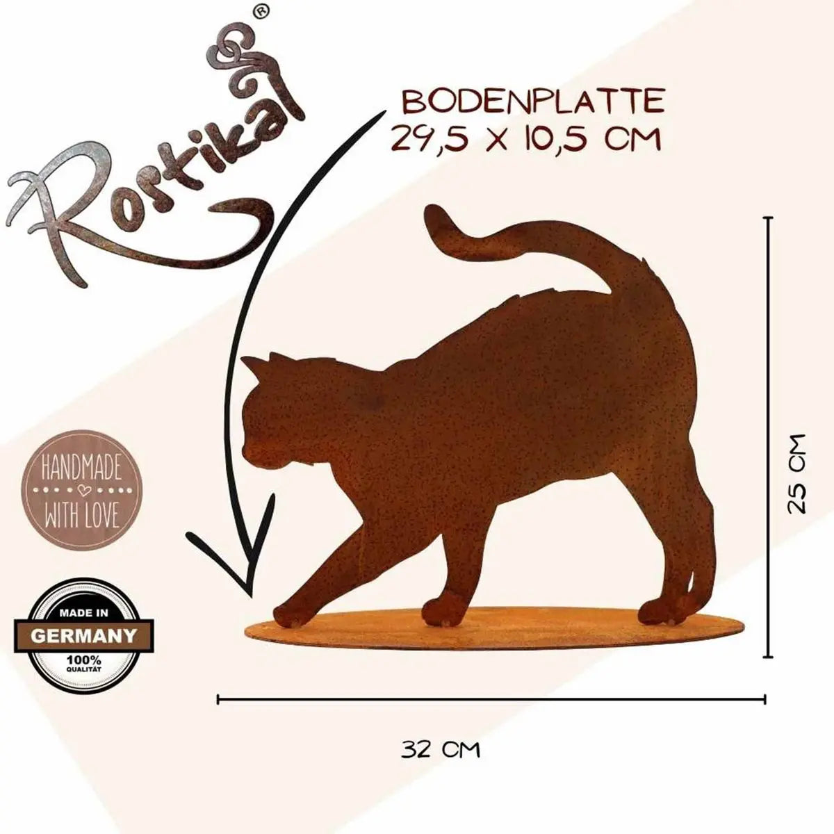 Katze "Elly" | auf Bodenplatte | Edelrost Metalldeko Figur Rostikal