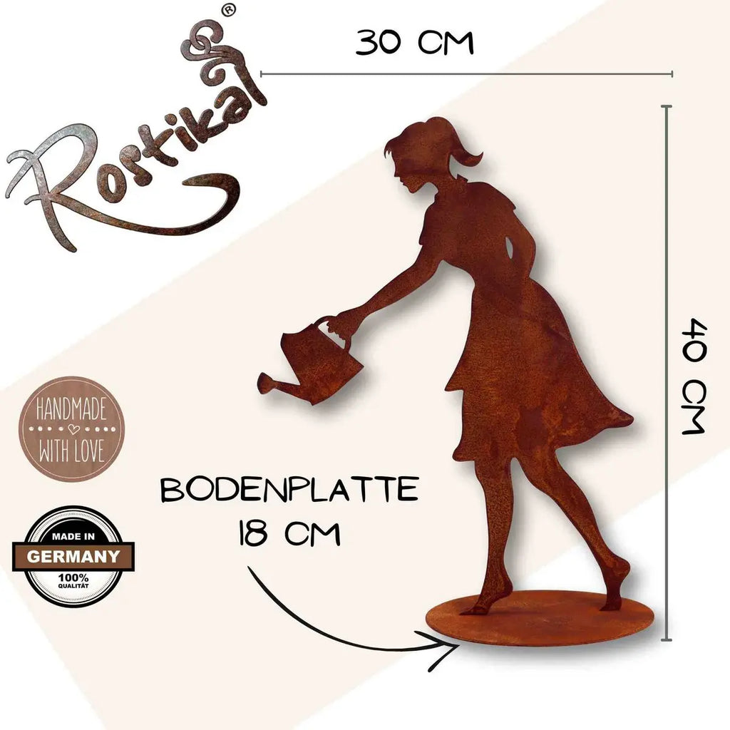 Deko Gärtnerin "Gisela" aus Metall | Wohn- und Gartendeko Figur Rostikal