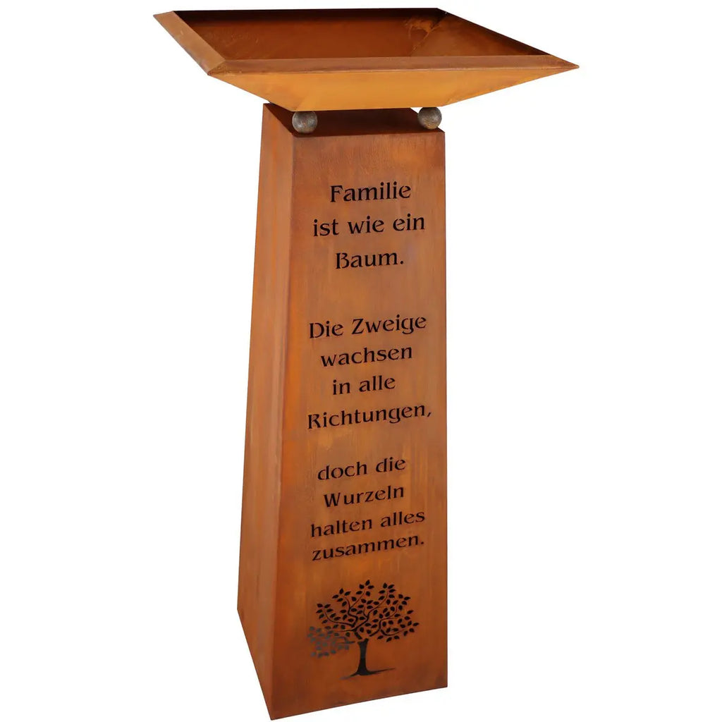 Edelrost Gartensäule „Familie“ mit Pflanzschale – Vintage 115 cm - Pille Gartenwelt