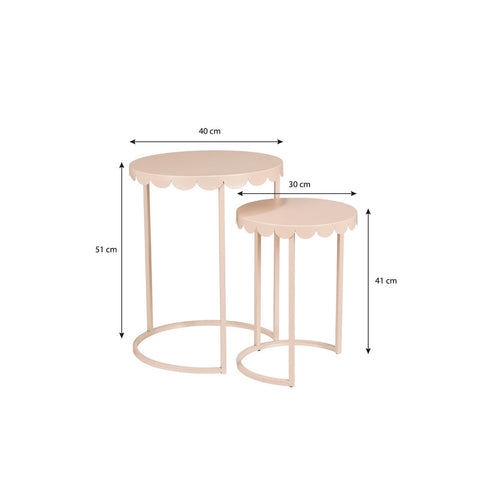 2er Set Beistelltische Lara Hellrosa | 41 und 51 cm hoch, je 30 und 40 cm  Ø