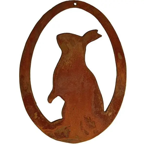 Rost Deko Hase im Ei | Fensterdeko hängend zu Ostern | 15 cm x 11 cm | Ostereier zum aufhängen | stehender Hase - Pille Gartenwelt