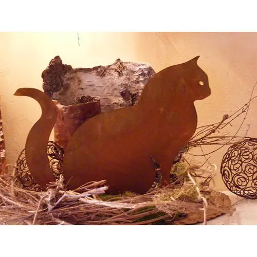 Edelrost Katze „Cleo“ – Metall Dekofigur 25 cm mit Bodenplatte Rostikal