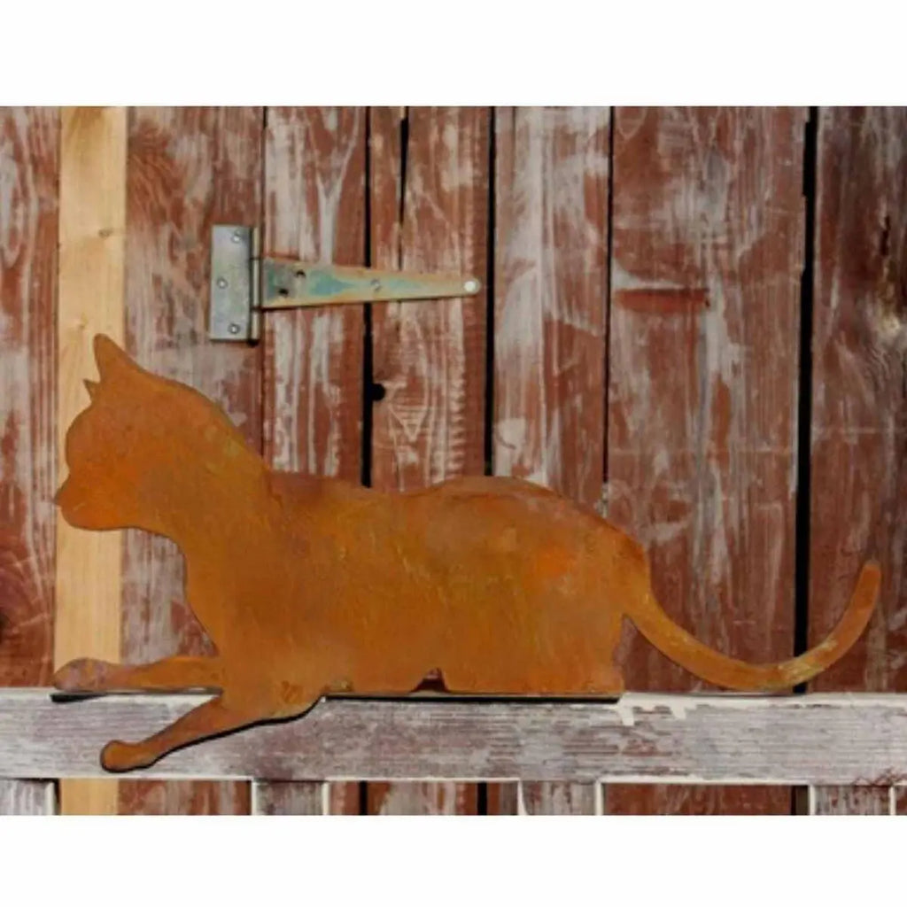 Edelrost Kantenhocker Katze „Felix“ – Metall Deko für drinnen & draußen - Pille Gartenwelt