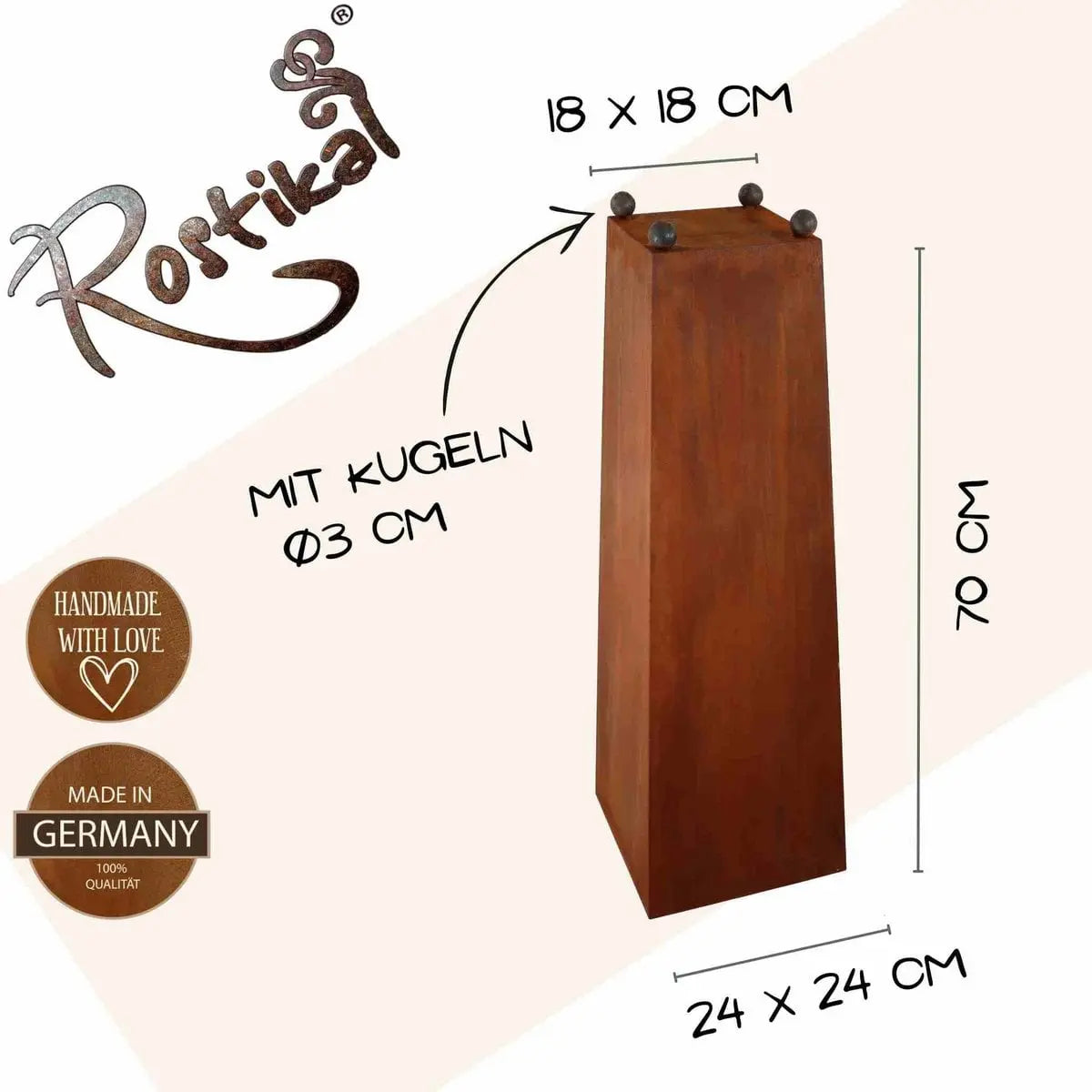 Edelrost Rostsäule 70 cm mit Pflanzschale – 6 Varianten Vintage - Pille Gartenwelt