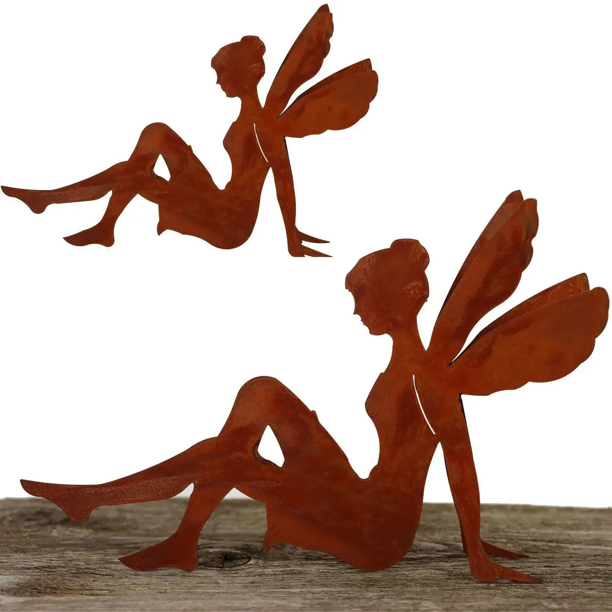 Edelrost Feen Figur sitzend aus Metall 29 cm für Haus & Garten - Pille Gartenwelt