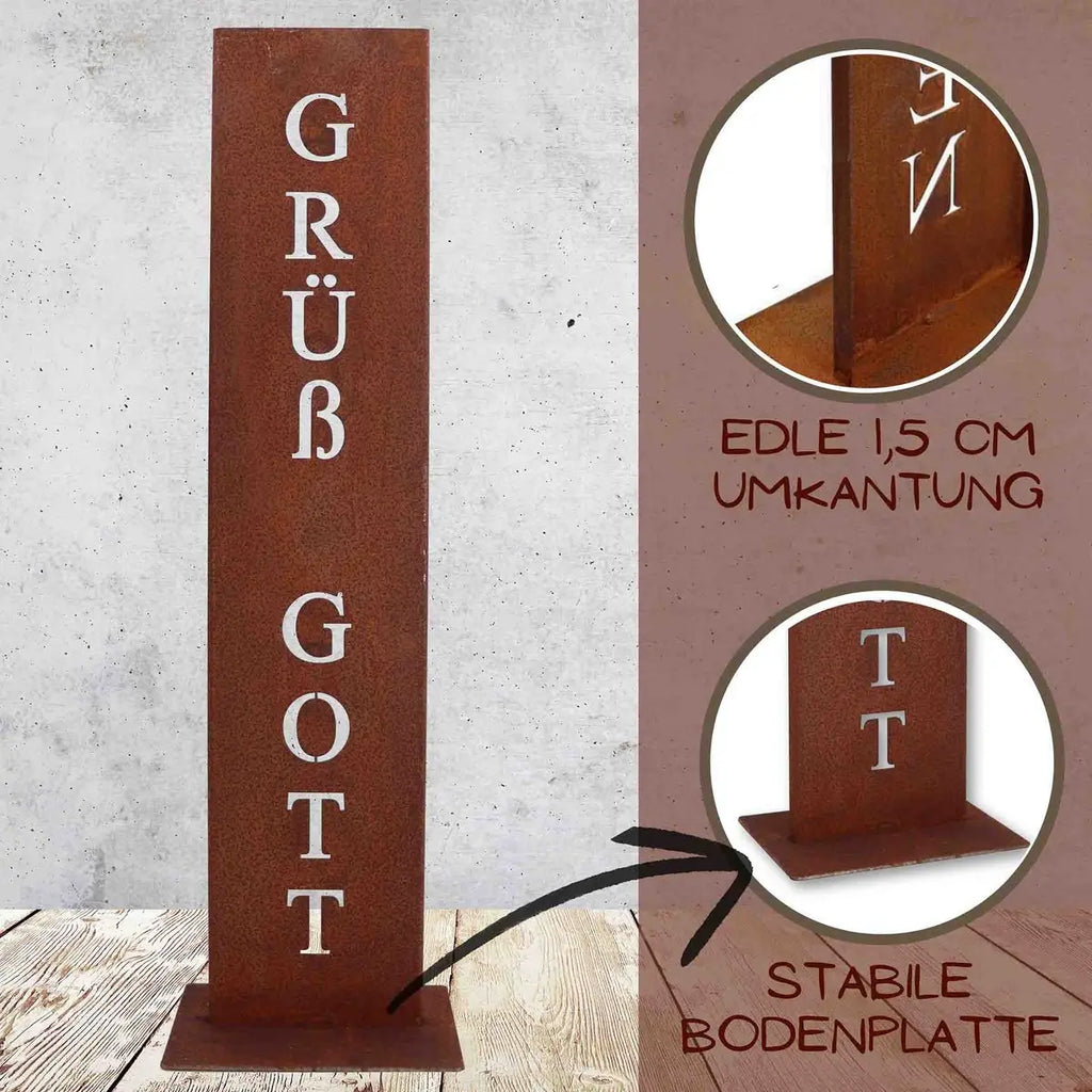 Grüß Gott - Rost Schild im Edelrost Look | - Pille Gartenwelt