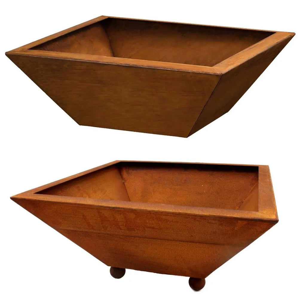 Edelrost Pflanzschale 40×40 oder 50×50 cm – 15 cm tief, mit/ohne Kugeln - Pille Gartenwelt