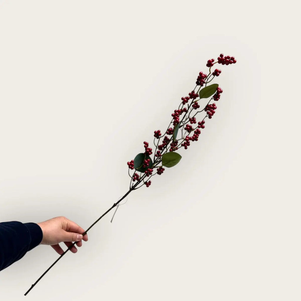 Rote Frucht | Kunstblume aus Seide | Länge 83cm 1Stk QMF Trading