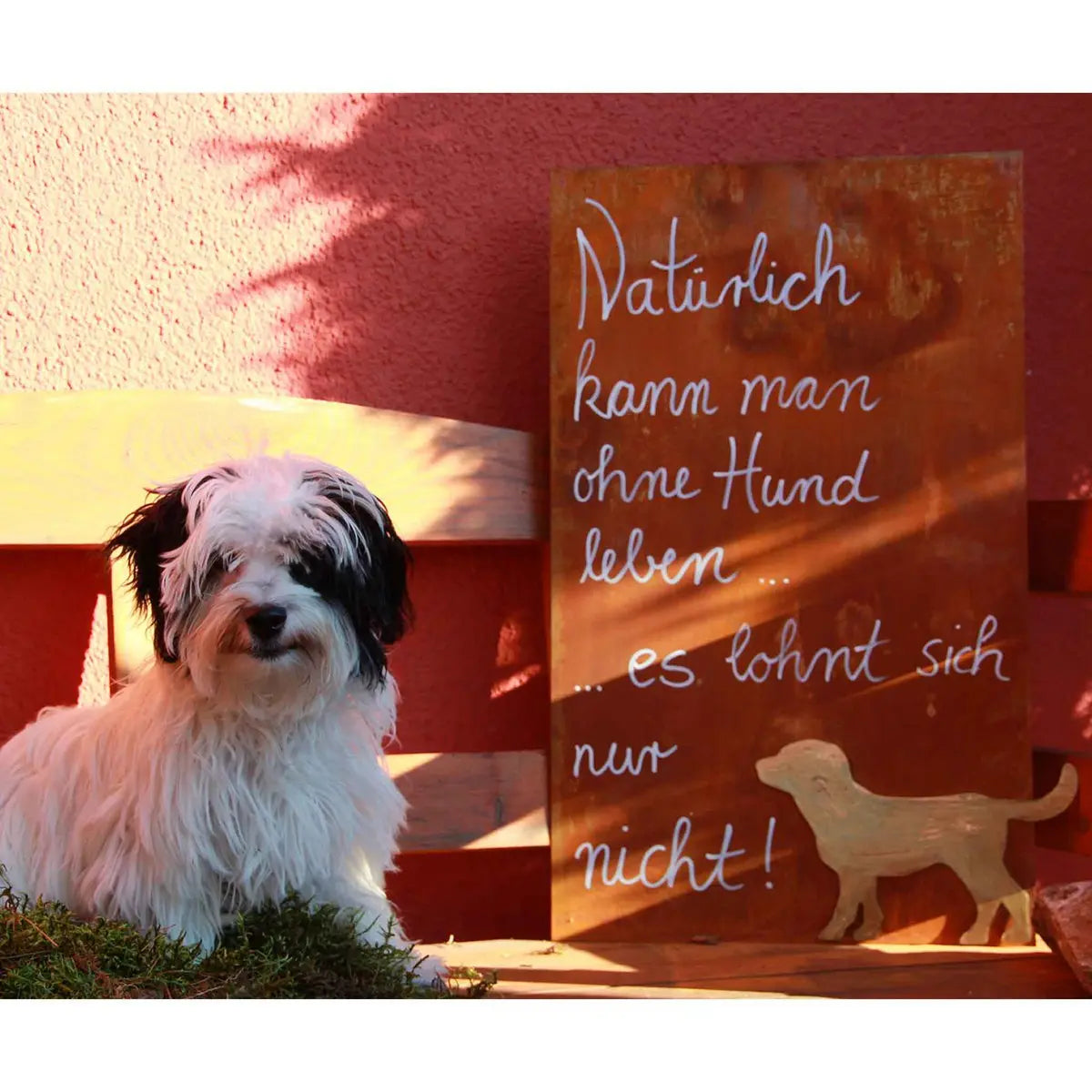 Edelrost Rostschild „Samy“ – Spruchschild Hund, 50×30 cm - Pille Gartenwelt