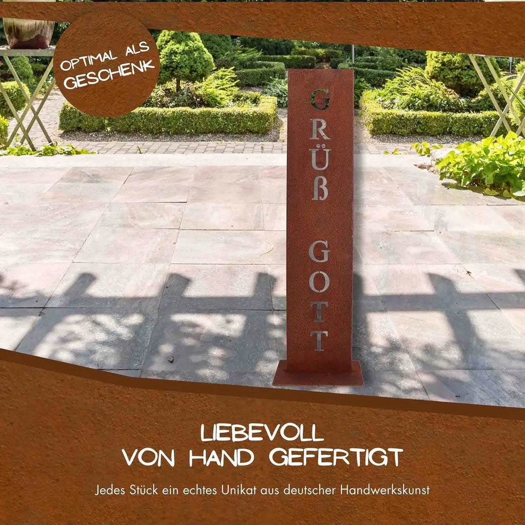Grüß Gott - Rost Schild im Edelrost Look | - Pille Gartenwelt