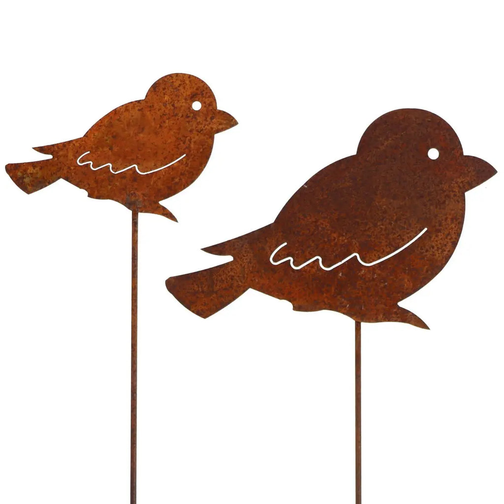 Edelrost Vogel Hängedeko & Gartenstecker – 2 Größen + Set, Vintage - Pille Gartenwelt