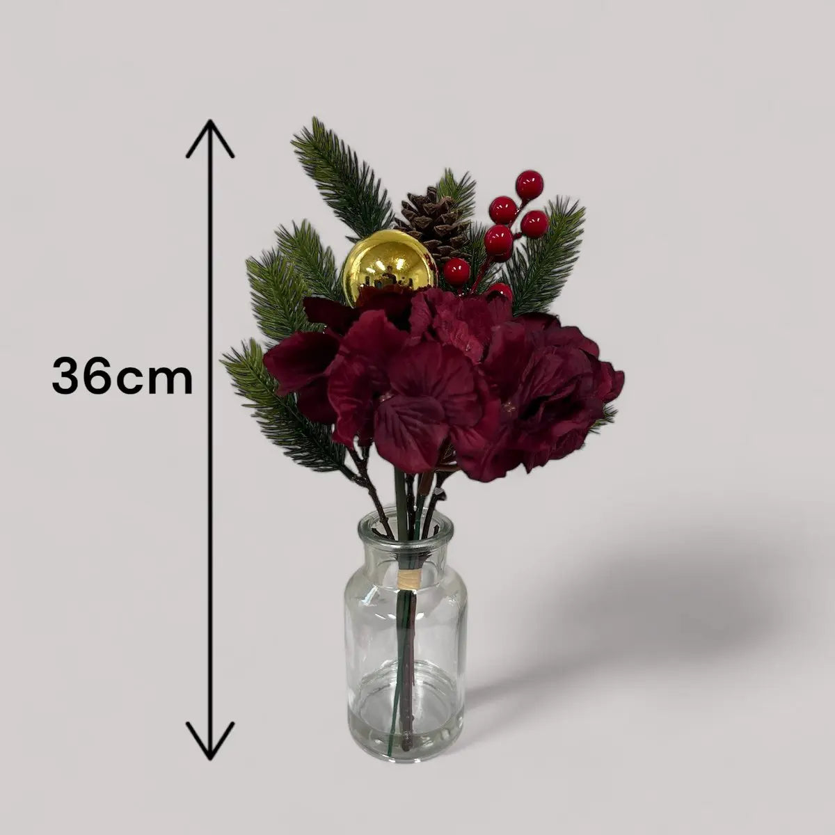 Weihnachtsstraußkomposition | Kunstblume aus Seide | Länge 36cm QMF Trading