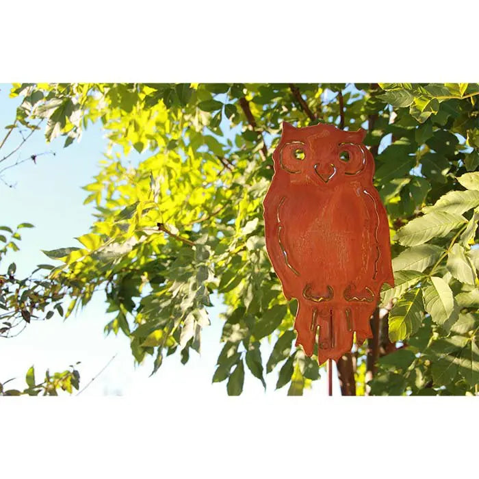 Edelrost Eule Gartenstecker – Rost Deko Metallfigur mit Stab 110 cm - Pille Gartenwelt