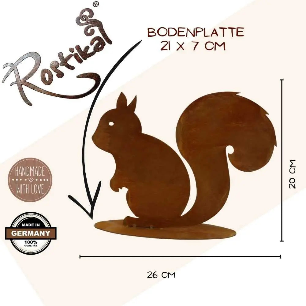 Edelrost Eichhörnchen „Kecki“ – Herbstdeko aus Metall zum Hängen/Stehen - Pille Gartenwelt