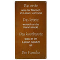 Edelrost Spruchtafel „Die Familie“ – Metallschild im Shabby Chic Look (2 Größen) - Pille Gartenwelt