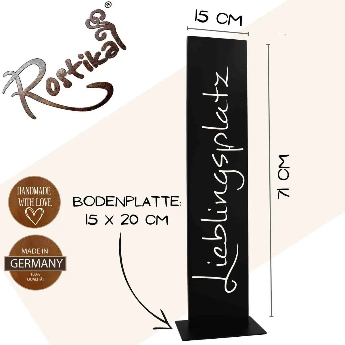 Lieblingsplatz Schild schwarz matt – Metall Deko mit Bodenplatte, 71 cm - Pille Gartenwelt