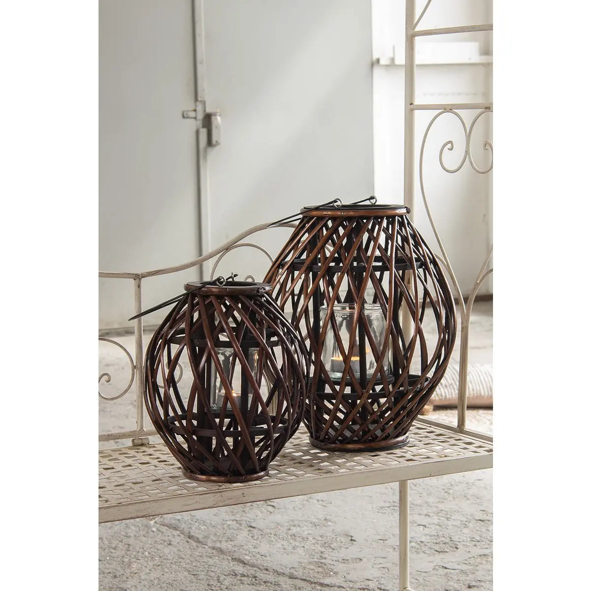 Windlicht Rattan Metall Ø 34x41 cm Clayre & Eef.