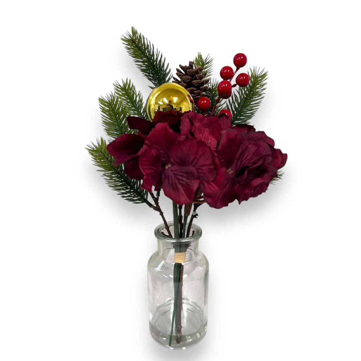 Weihnachtsstraußkomposition | Kunstblume aus Seide | Länge 36cm QMF Trading