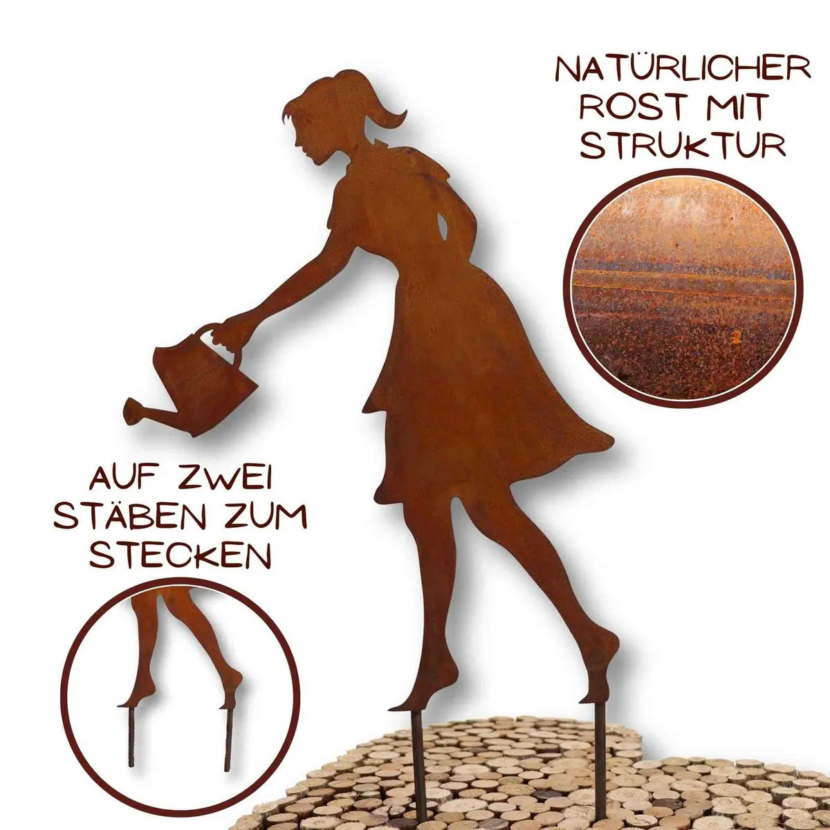 Deko Gärtnerin "Gisela" aus Metall | Wohn- und Gartendeko Figur Rostikal
