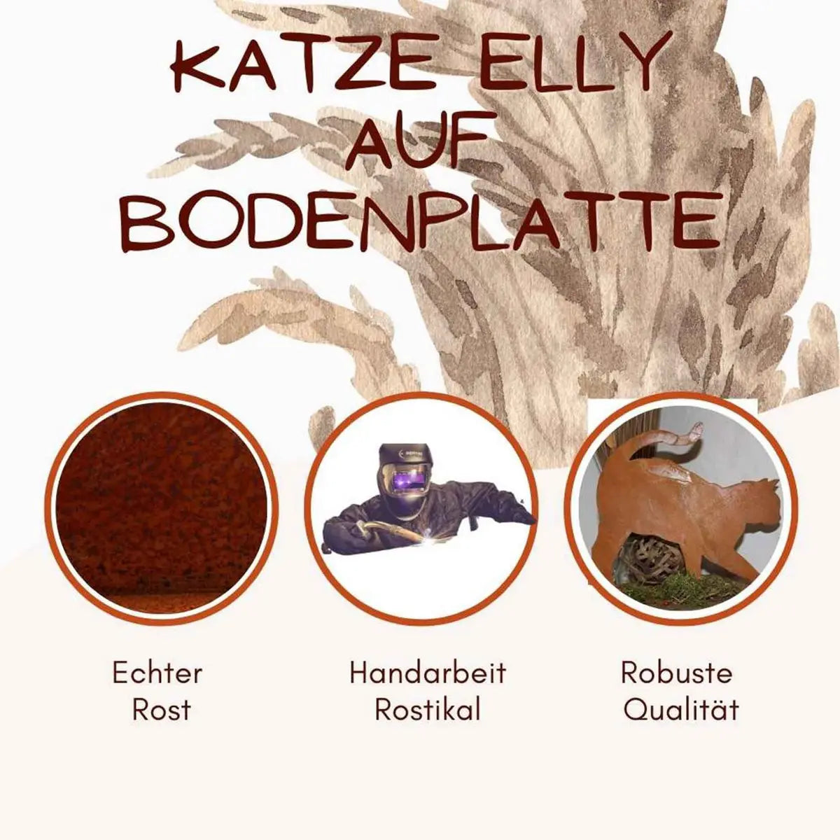 Katze "Elly" | auf Bodenplatte | Edelrost Metalldeko Figur Rostikal