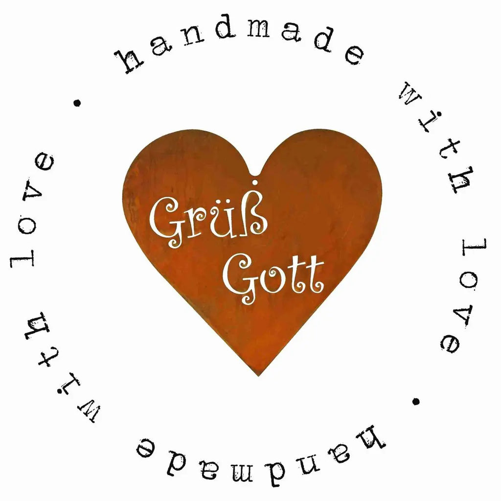 Vintage Deko Herz "Grüß Gott" Schild Türdeko Haustür - Pille Gartenwelt