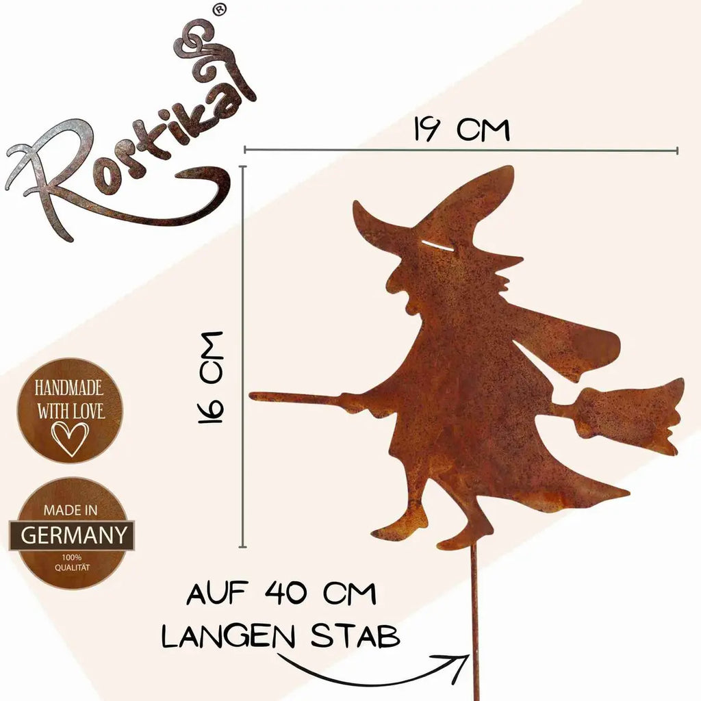 Edelrost Halloween Hexe – Hängedeko oder Gartenstecker in 3 Varianten - Pille Gartenwelt