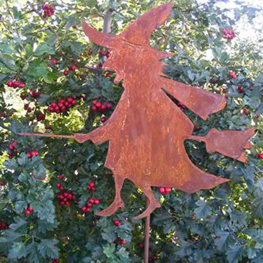 Edelrost Halloween Hexe – Hängedeko oder Gartenstecker in 3 Varianten - Pille Gartenwelt