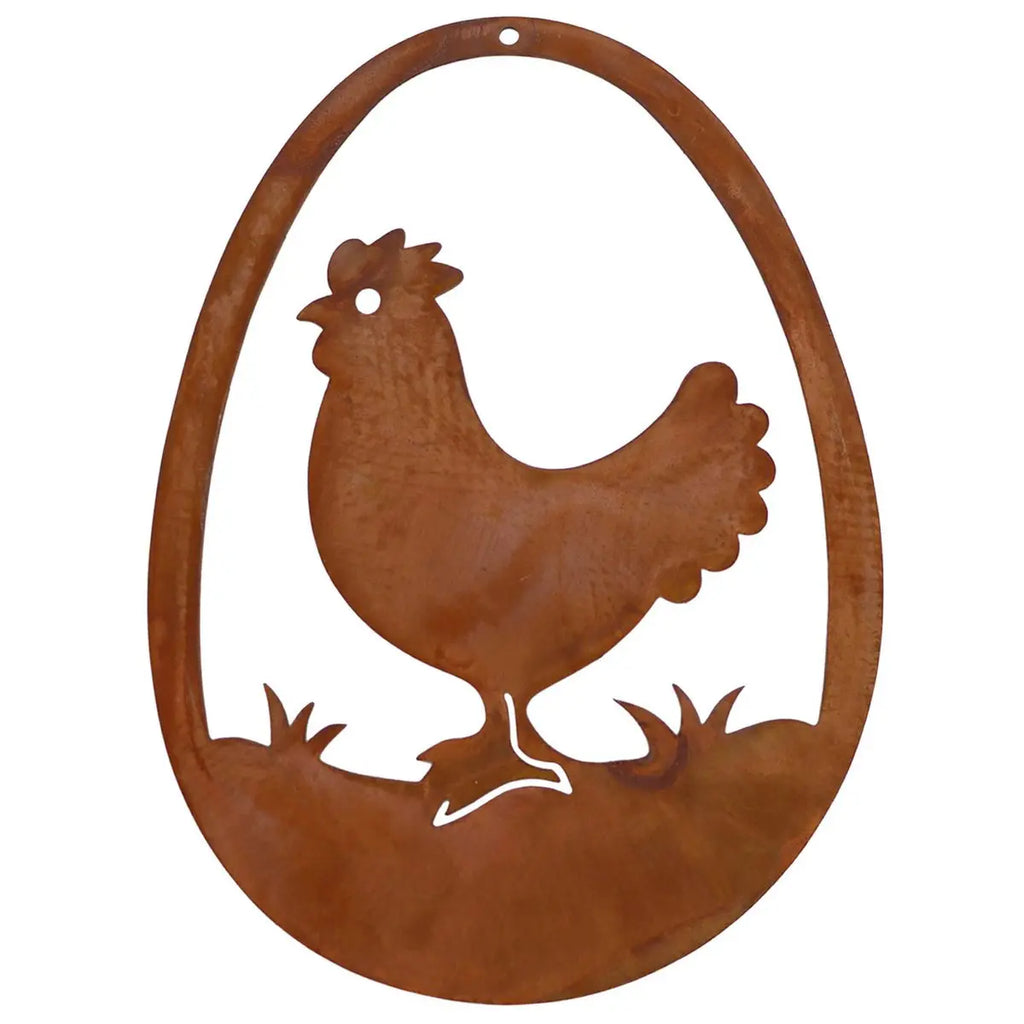 Edelrost Osterei Hängedeko aus Metall 15 cm Vintage Osterdeko - Pille Gartenwelt