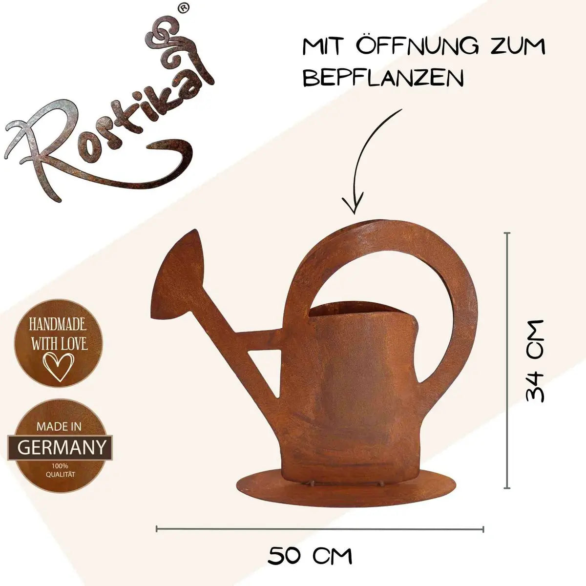 Edelrost Deko Gießkanne zum Bepflanzen – Shabby Chic rund/eckig - Pille Gartenwelt