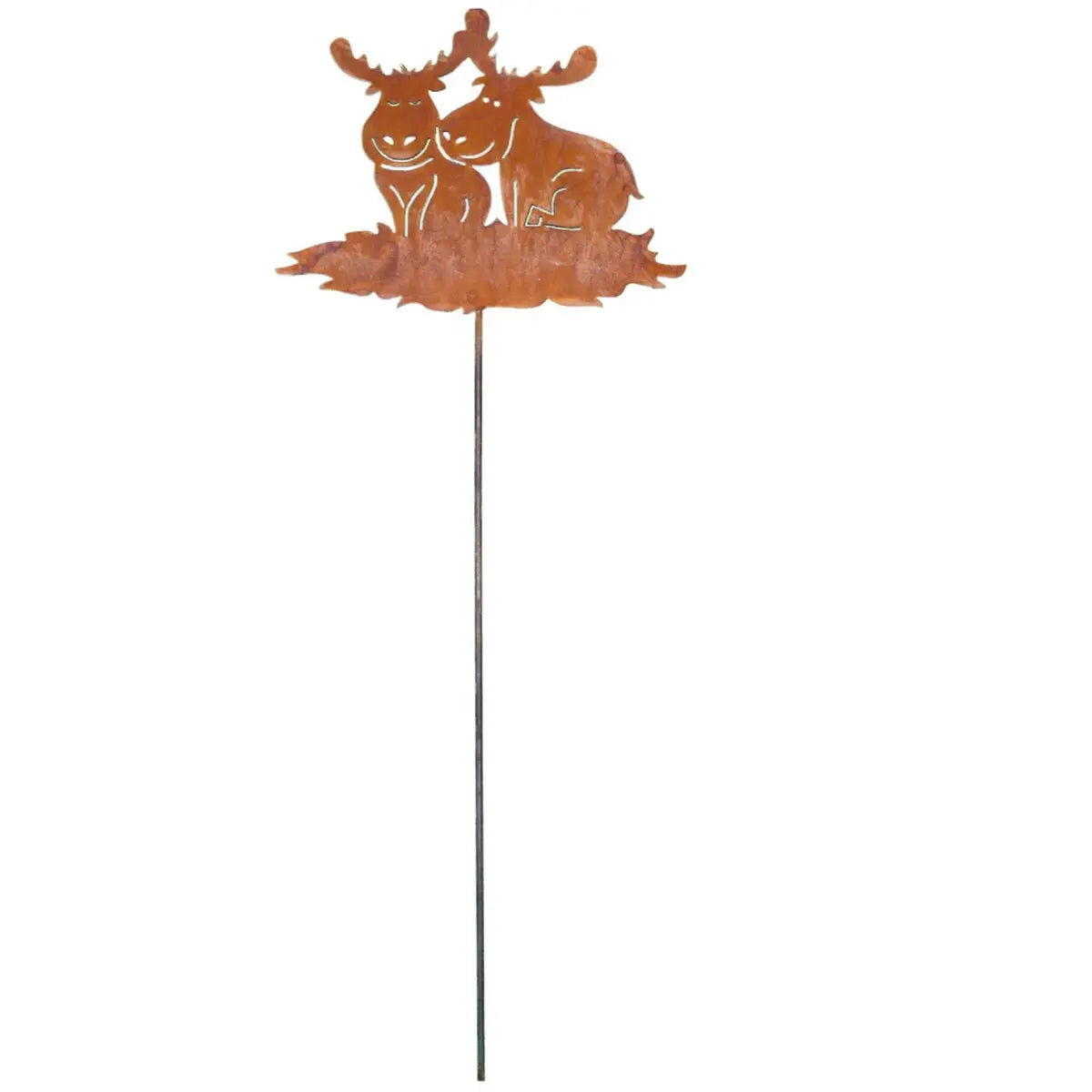 Edelrost Elch Paar Gartenstecker – Weihnachtsdeko Rost Metall für draußen - Pille Gartenwelt