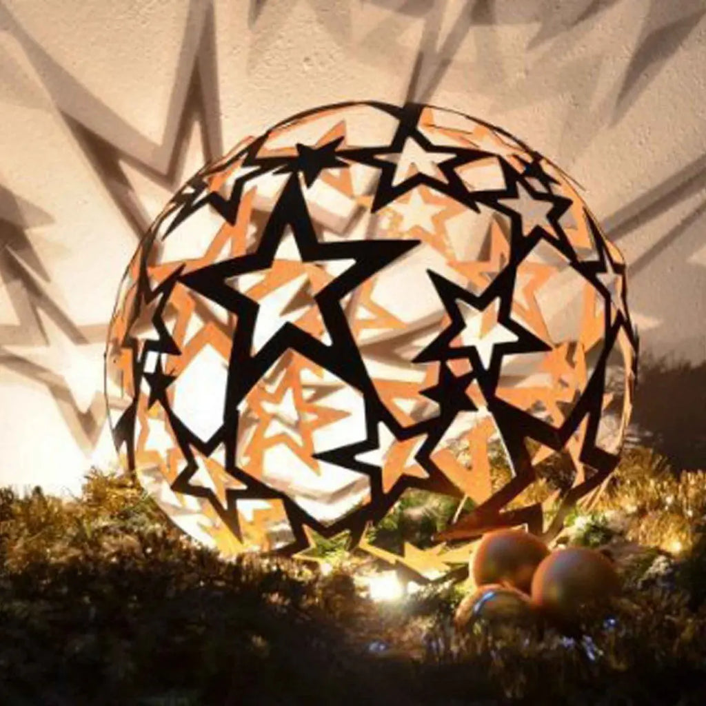 Edelrost Sterne Kugel aus Metall Ø40 cm – Weihnachtsdeko für außen - Pille Gartenwelt