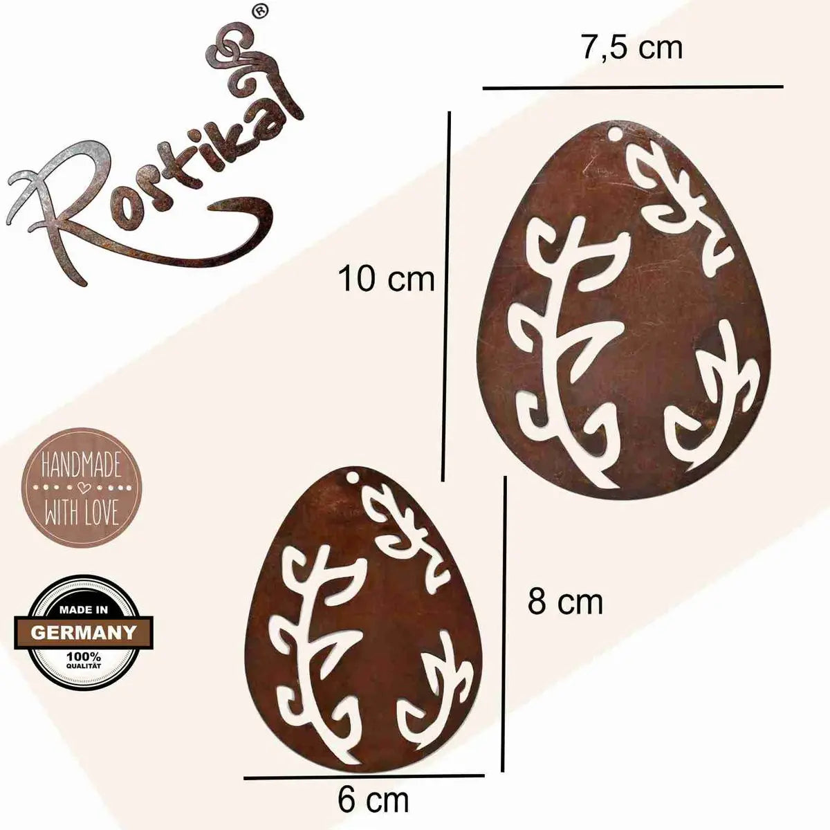 Edelrost Ostereier Set Rankmotiv zum Aufhängen – 2 Größen Vintage - Pille Gartenwelt