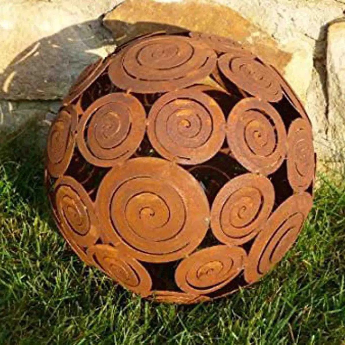 Edelrost Deko Kugel aus Metall – Vintage Drahtkugel Ø 28 oder Ø 40 cm, offen unten - Pille Gartenwelt