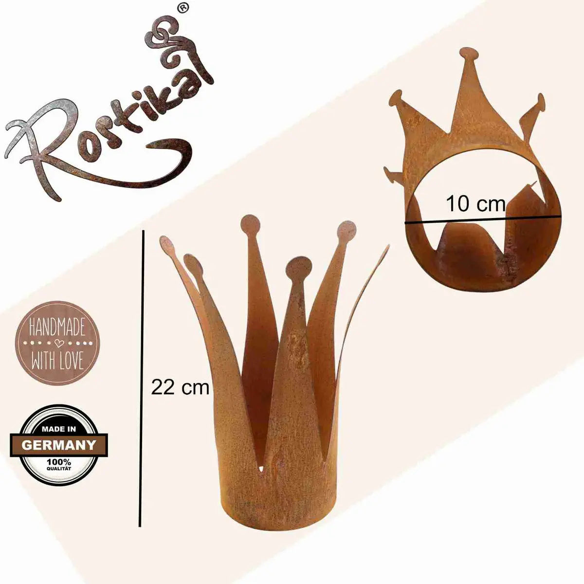 Deko | Metall Krone schmal | Gartendeko Vintage | Wohnaccessoires für Ihr zu Hause Rostikal