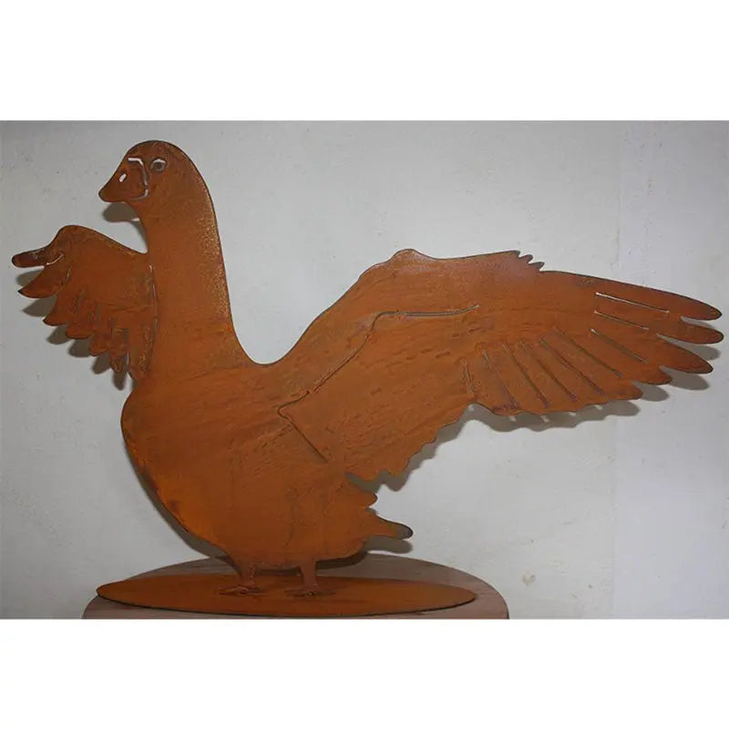 Edelrost Gans „Martin“ – Metall Dekofigur mit Bodenplatte 53 cm - Pille Gartenwelt