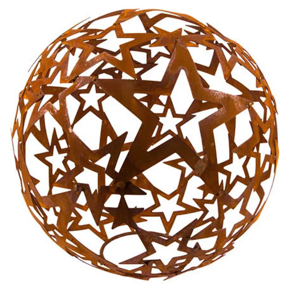 Edelrost Sterne Kugel aus Metall Ø40 cm – Weihnachtsdeko für außen - Pille Gartenwelt