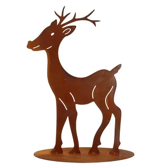Edelrost Rentier Figur – 30/40/50 cm oder Set mit Bodenplatte - Pille Gartenwelt