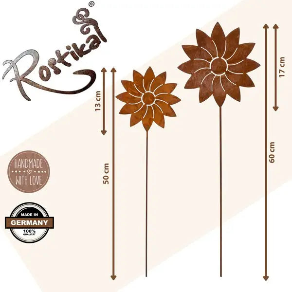 Edelrost Metallblume – zum Hängen oder als Gartenstecker, Ø13/Ø17 cm - Pille Gartenwelt