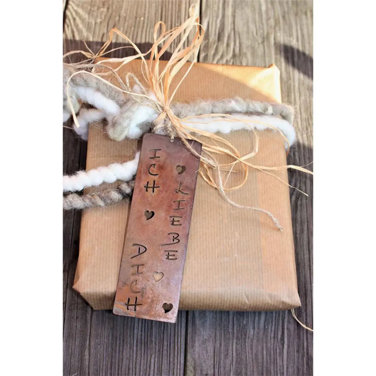 Ich liebe Dich Geschenkanhänger | Vintage Deko Rost | 13,5 cm x 4,5 cm - Pille Gartenwelt
