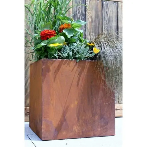 Edelrost Pflanztrog aus Metall – Vintage Pflanzkübel 38/48 cm - Pille Gartenwelt