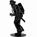 Feuerwehrmann Figur schwarz matt – Metall Skulptur 20/40 cm mit Bodenplatte - Pille Gartenwelt