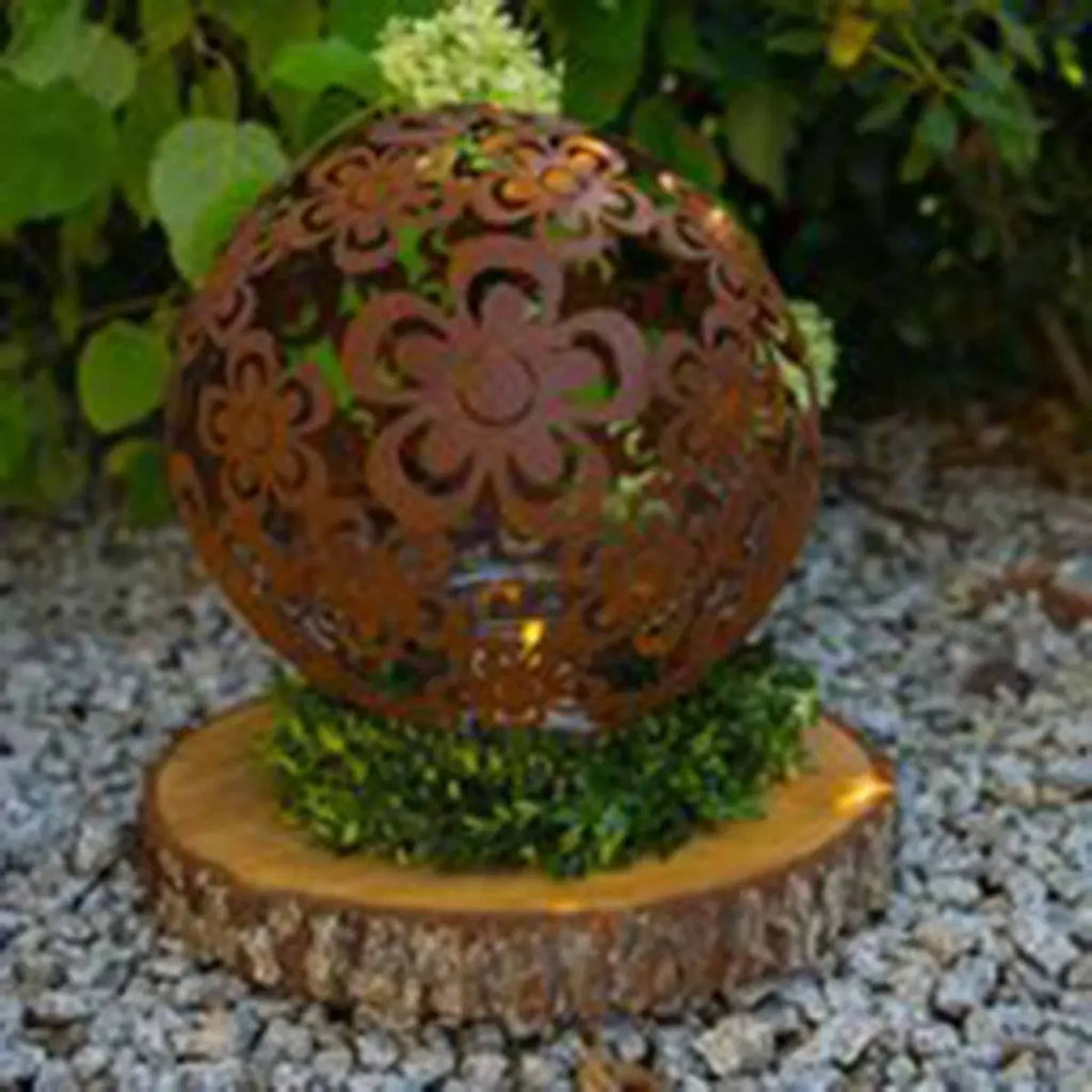 Edelrost Blumen Kugel Ø40 cm aus Metall – Deko für Haus & Garten - Pille Gartenwelt