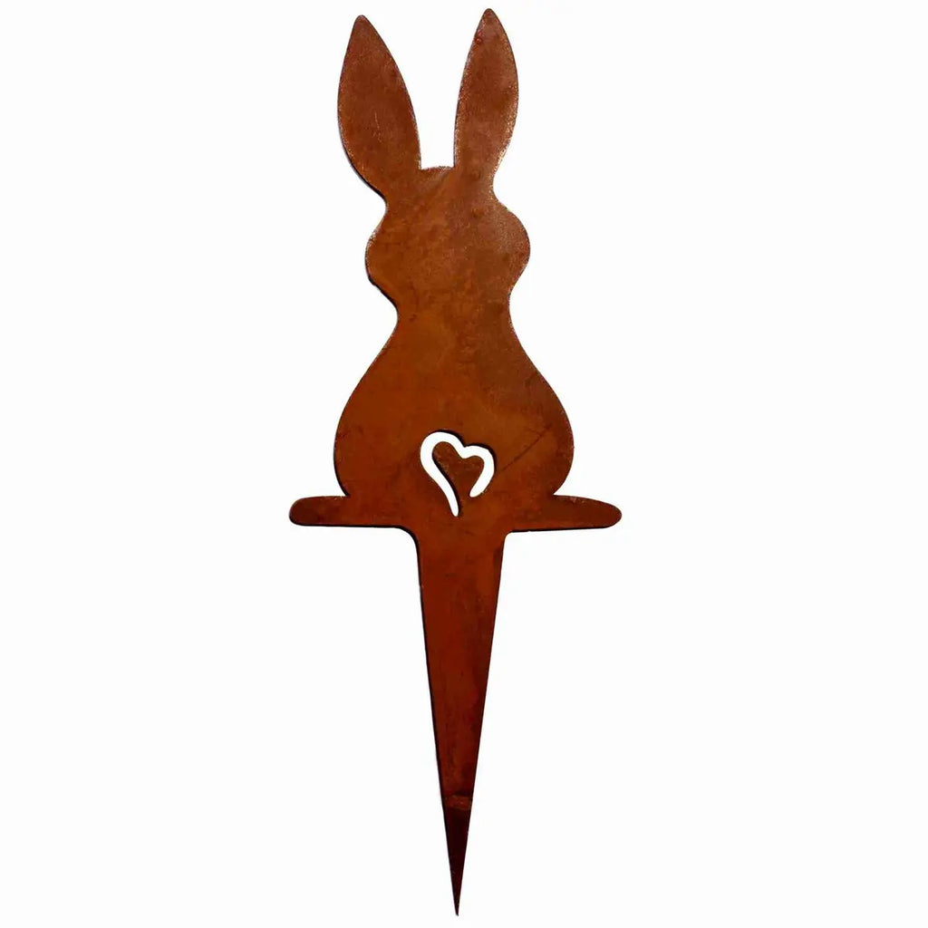 Edelrost Osterhasen Gartenstecker – Hasenfamilie 18 cm, einzeln oder Set - Pille Gartenwelt