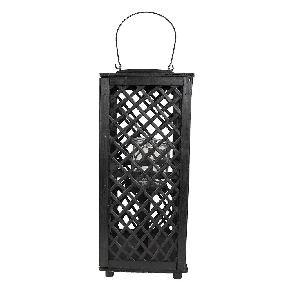 Schwarzes Windlicht Bambus 21x21x50 cm Clayre & Eef.