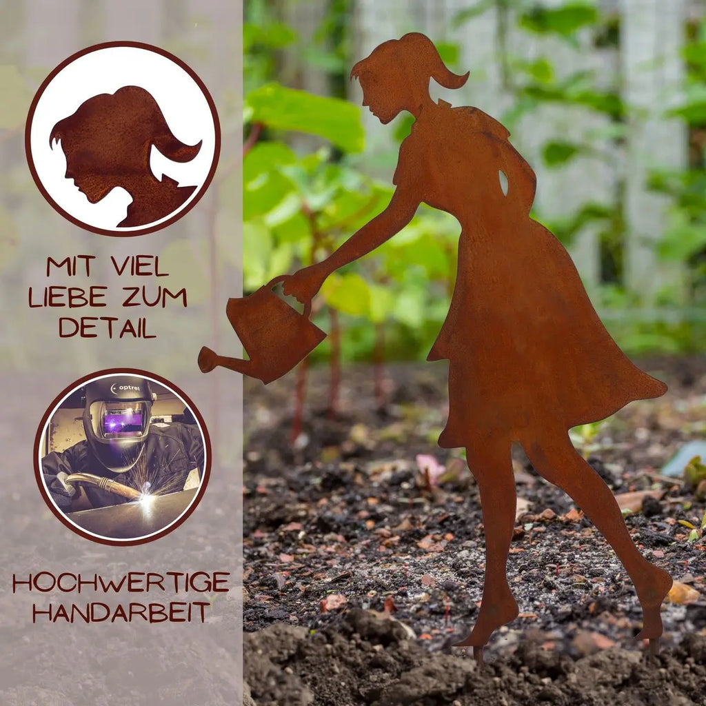Edelrost Gärtnerin „Gisela“ mit Gießkanne – 40/60 cm 4 Varianten - Pille Gartenwelt