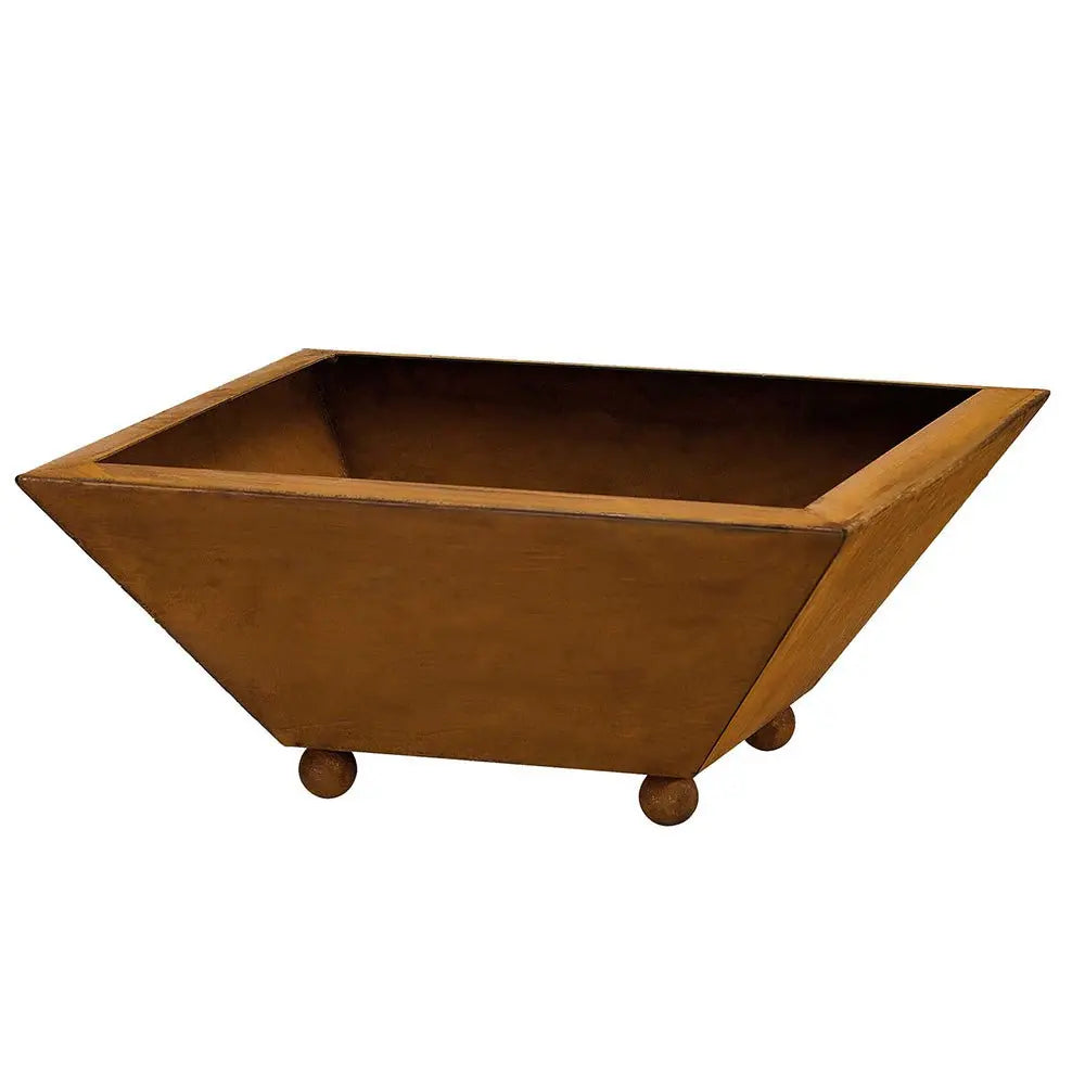 Edelrost Pflanzschale eckig 35×35 cm – auf Kugeln, Cortenstahl Vintage - Pille Gartenwelt