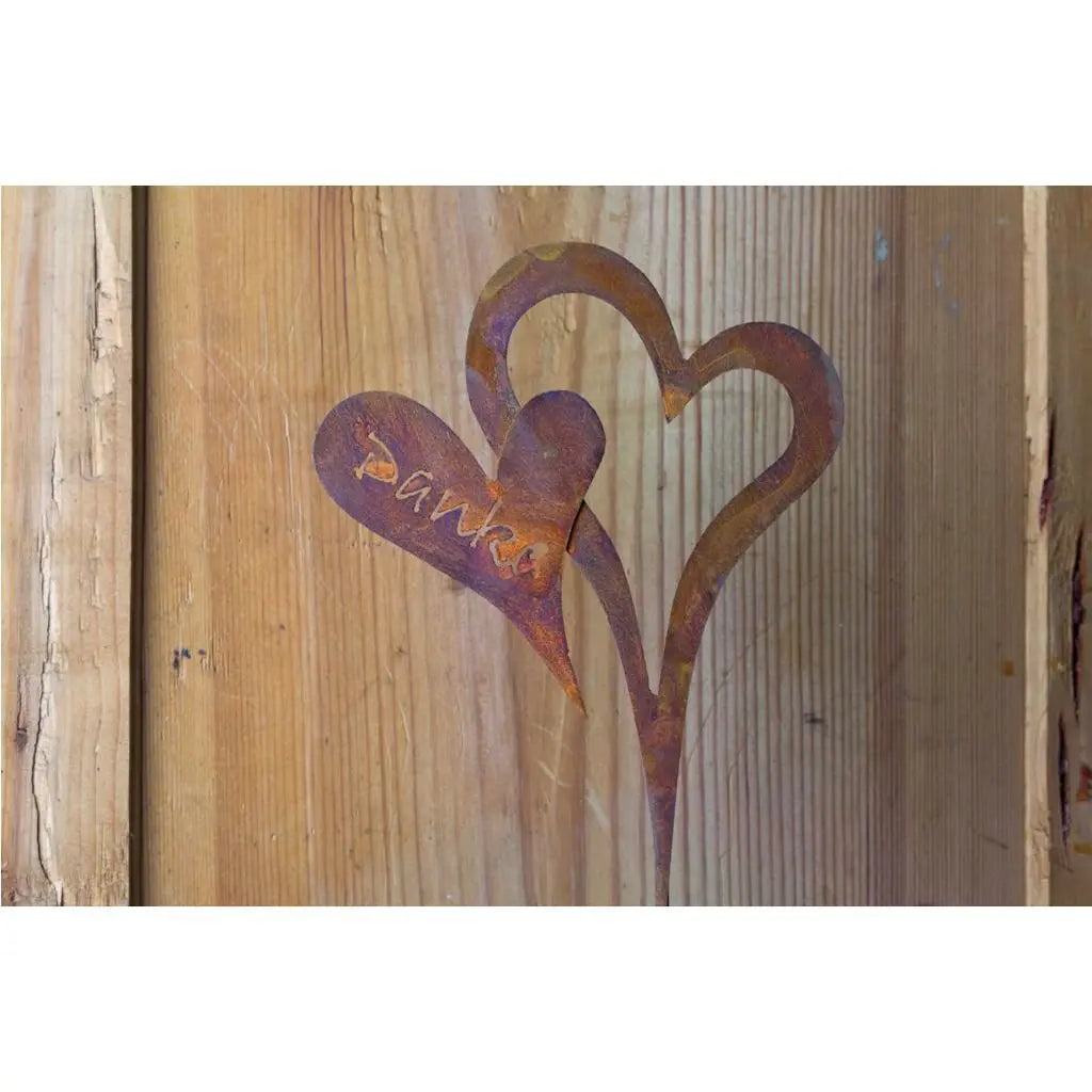 Edelrost Blumenstecker Herz „Danke“ – Vintage Gartenstecker - Pille Gartenwelt